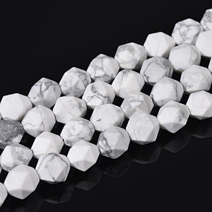 Howlite Matte Faceted Nuggets Beads