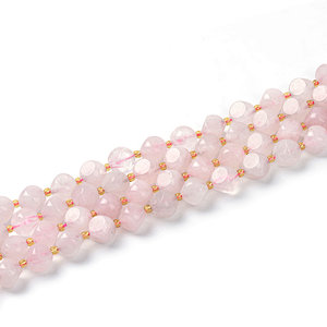 Rose Quartz Diagonal Drilled Cube Beads with Spacer