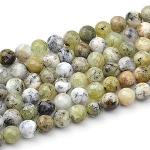 Natural Green and White Opal Round Beads