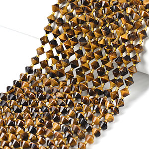 Tiger Eye Faceted Bicone Beads with Spacer