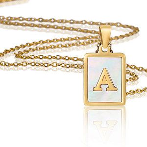 18K Gold Plated Steel Letter Pendant Necklace