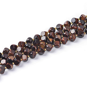 Red Tiger Eye Diagonal Drilled Cube Beads with Spacer