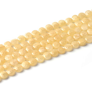 Yellow Jade Faceted Coin Beads