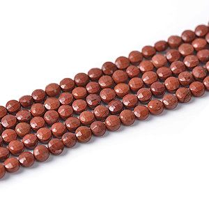 Red Stone Faceted Coin Beads