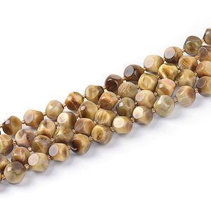 Light Golden Tiger Eye Diagonal Drilled Cube Beads with Spacer