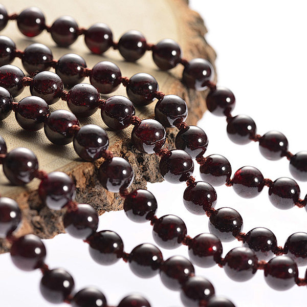 Garnet Natural Gemstone Beads 8mm 108 Mala Beads Tassel Necklace
