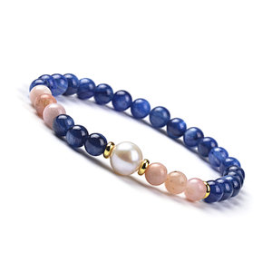 Kyanite and Pink Opal Stretchable Bracelet