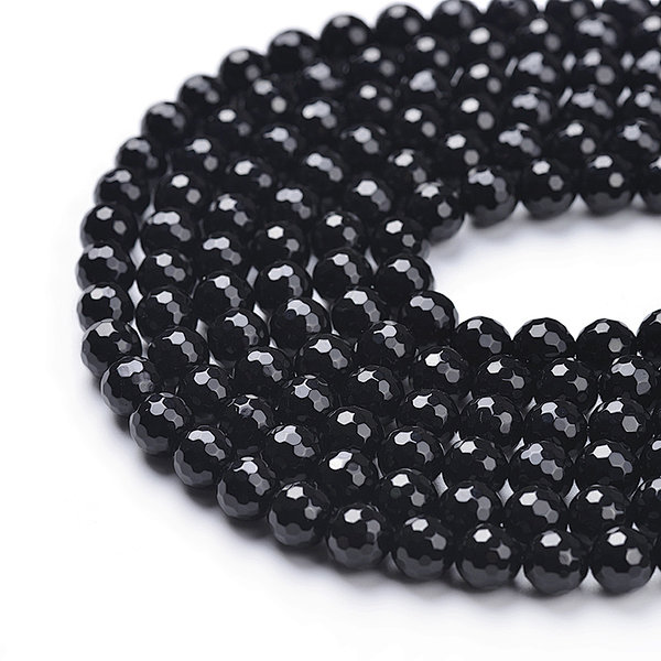 A Grade Black Onyx Faceted Rounds, 128 Facetes