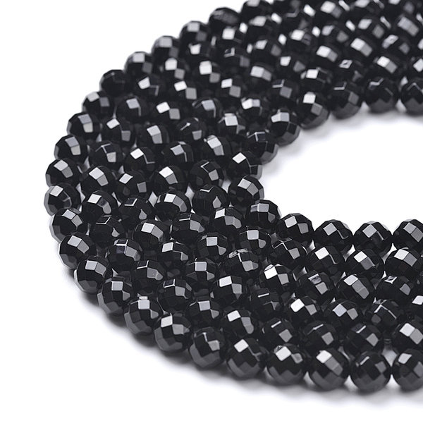 A Grade Black Onyx Faceted Rounds, 64 Facetes