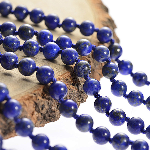 Lapis Natural Gemstone Beads 8mm 108 Mala Beads Tassel Necklace
