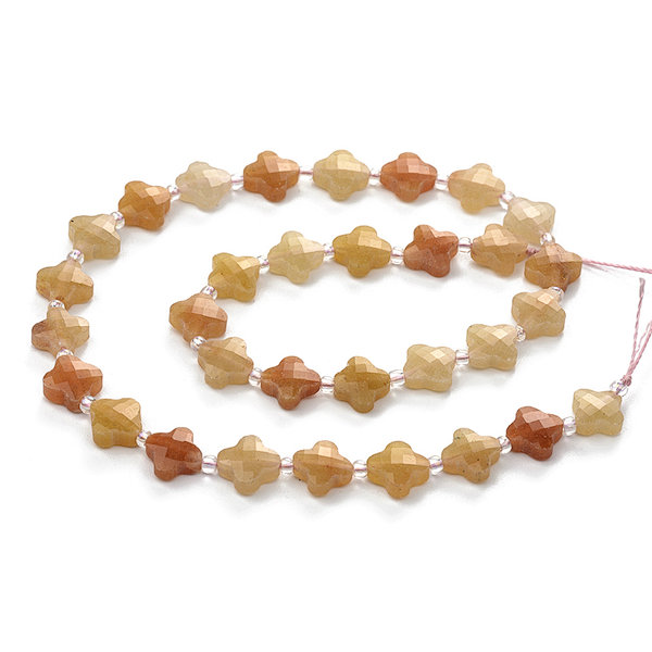Yellow Jade Faceted Cross Beads with Spacer