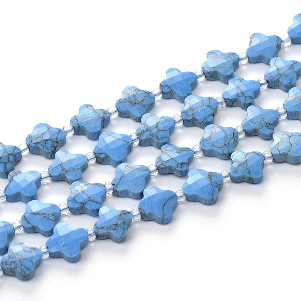 Synthetic Turquoise Faceted Cross Beads with Spacer