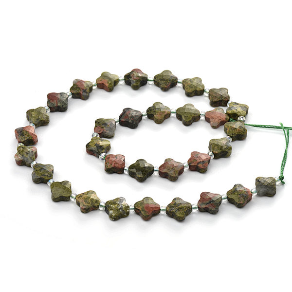 Unakite Faceted Cross Beads with Spacer