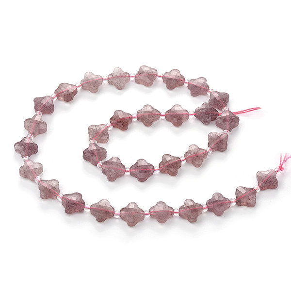 Ruby Quartz Faceted Cross Beads with Spacer