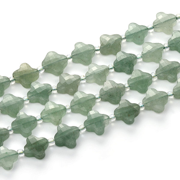 Green Aventurine Faceted Cross Beads with Spacer