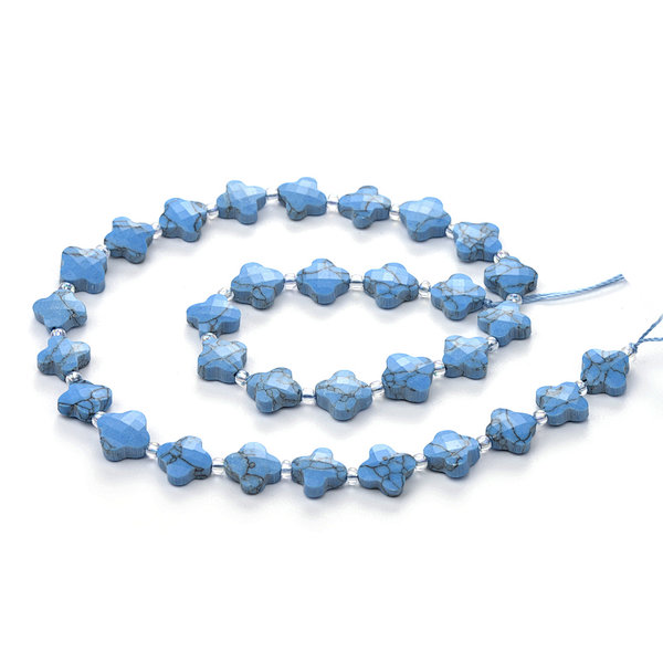 Synthetic Turquoise Faceted Cross Beads with Spacer