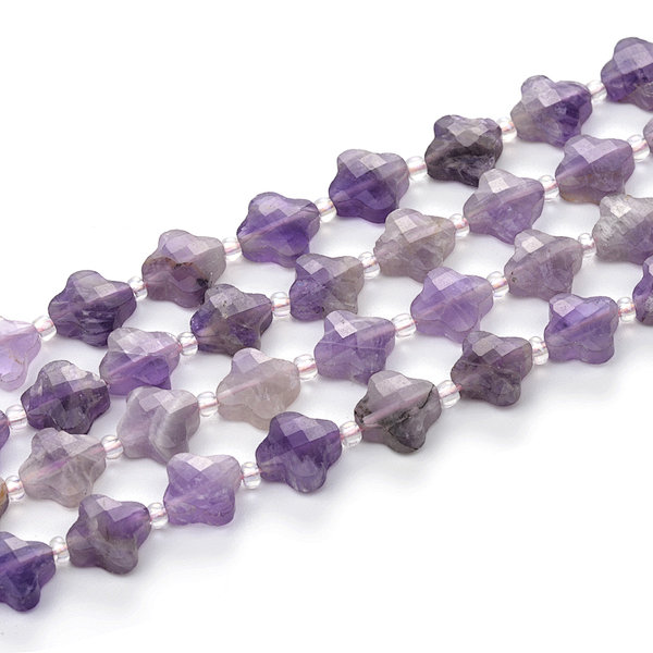 Amethyst Faceted Cross Beads with Spacer