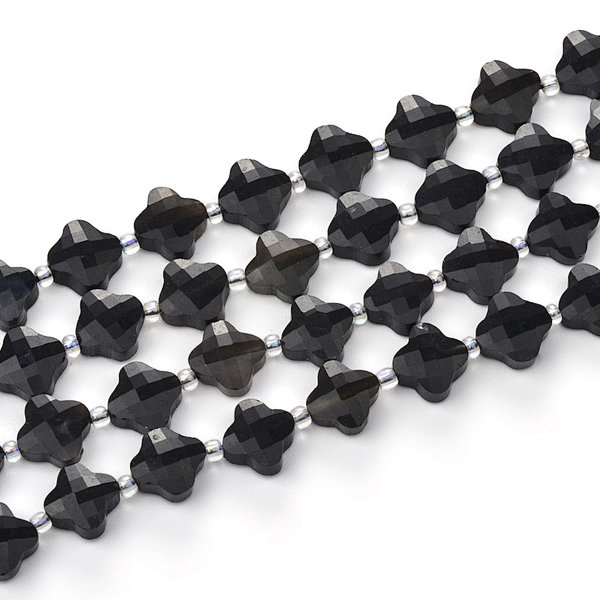 Black Onyx Faceted Cross Beads with Spacer