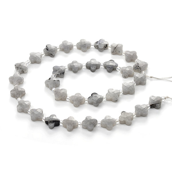 Moonstone Faceted Cross Beads with Spacer