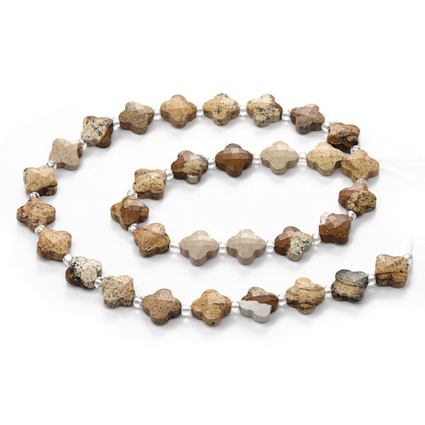 Picture Jasper Faceted Cross Beads with Spacer