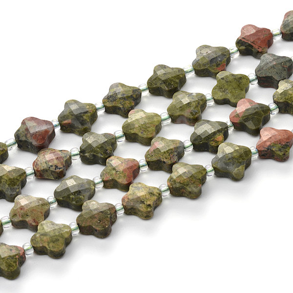 Unakite Faceted Cross Beads with Spacer