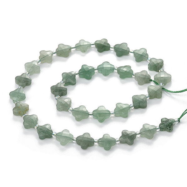 Green Aventurine Faceted Cross Beads with Spacer