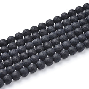 Black Onyx Matte Faceted Round Beads