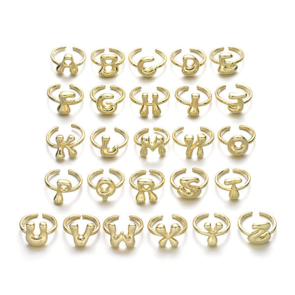 Brass Letter Open Rings