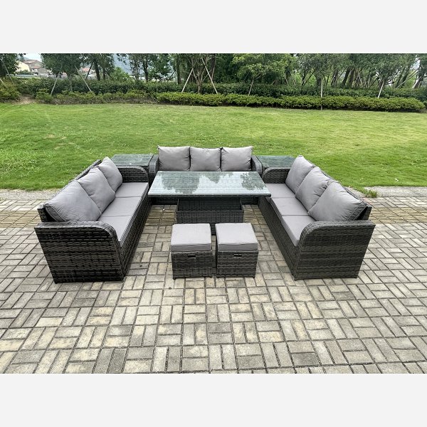 Fimous 11 Seater Garden Dining Sets Outdoor Rattan Furniture Lounge ...