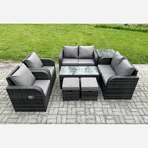 Fimous 8 Piece Rattan Garden Furniture Set Outdoor Patio Sofa, Table and Chairs Garden Table Ideal for Pool Side, Balcony, Outdoor and indoor Conservatory Patio Set