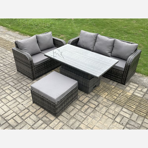 Fimous Outdoor Rattan Garden Furniture Sets Height Adjustable Rising ...