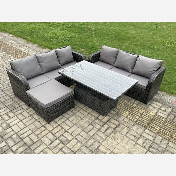 Fimous Outdoor Rattan Garden Furniture Sets Height Adjustable Rising ...