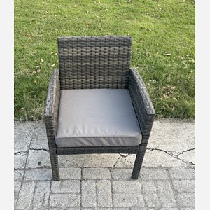 Fimous High Back Rattan Outdoor Garden Furniture Arm Chair Patio With Thick Seat Cushion