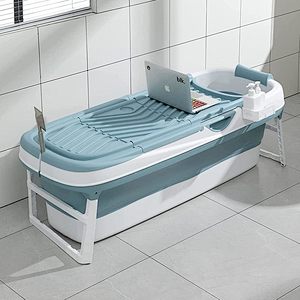 Fimous Portable Folding Shower Bathtub Adult Freestanding Bathtub for Small Bathrooms with Soap Basket